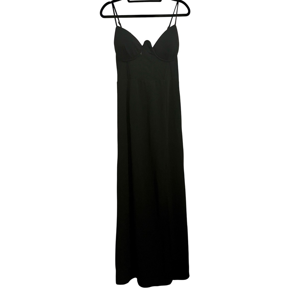 Lulus Black Bustier Mesh Maxi Dress XL Slit Formal Evening Gown - Picture 2 of 11